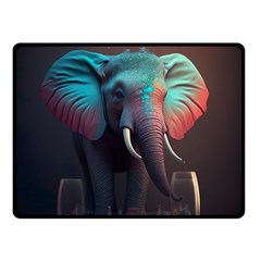 Ai Generated Elephant Tusks Trunk Wildlife Africa Fleece Blanket (Small)