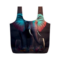 Ai Generated Elephant Tusks Trunk Wildlife Africa Full Print Recycle Bag (M)