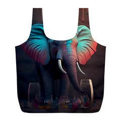 Ai Generated Elephant Tusks Trunk Wildlife Africa Full Print Recycle Bag (L)