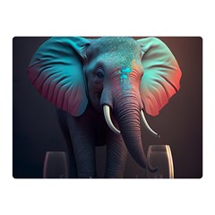 Ai Generated Elephant Tusks Trunk Wildlife Africa Premium Plush Fleece Blanket (Mini)