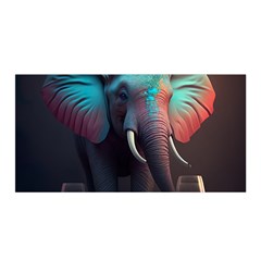 Ai Generated Elephant Tusks Trunk Wildlife Africa Satin Wrap 35  x 70 