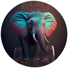 Ai Generated Elephant Tusks Trunk Wildlife Africa Wooden Puzzle Round by danenraven