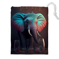 Ai Generated Elephant Tusks Trunk Wildlife Africa Drawstring Pouch (5XL)