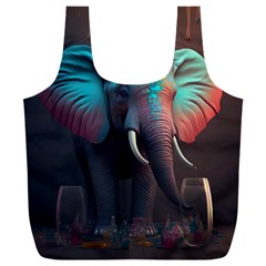 Ai Generated Elephant Tusks Trunk Wildlife Africa Full Print Recycle Bag (XXXL)