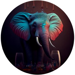 Ai Generated Elephant Tusks Trunk Wildlife Africa UV Print Round Tile Coaster