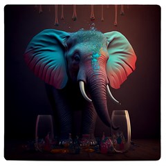 Ai Generated Elephant Tusks Trunk Wildlife Africa UV Print Square Tile Coaster 