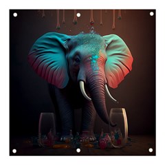 Ai Generated Elephant Tusks Trunk Wildlife Africa Banner and Sign 3  x 3 