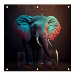 Ai Generated Elephant Tusks Trunk Wildlife Africa Banner and Sign 4  x 4 