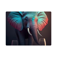 Ai Generated Elephant Tusks Trunk Wildlife Africa One Side Premium Plush Fleece Blanket (Mini)