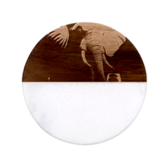 Ai Generated Elephant Tusks Trunk Wildlife Africa Classic Marble Wood Coaster (Round) 