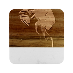 Ai Generated Elephant Tusks Trunk Wildlife Africa Marble Wood Coaster (Square)