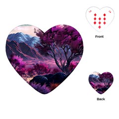 Landscape Landscape Painting Purple Purple Trees Playing Cards Single Design (heart) by danenraven