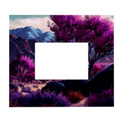 Landscape Landscape Painting Purple Purple Trees White Wall Photo Frame 5  X 7  by danenraven