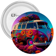 Ai Generated Beetle Volkswagen Bug Car Bus 3  Buttons by danenraven