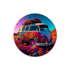 Ai Generated Beetle Volkswagen Bug Car Bus Rubber Coaster (round) by danenraven