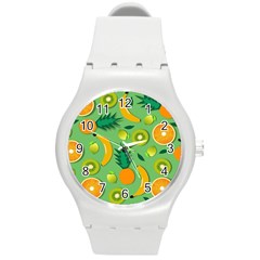 Fruit Tropical Pattern Design Art Pattern Round Plastic Sport Watch (m)