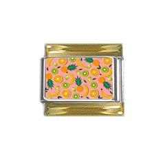 Fruits Tropical Pattern Design Art Gold Trim Italian Charm (9mm) by Ravend