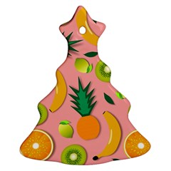 Fruits Tropical Pattern Design Art Christmas Tree Ornament (two Sides)