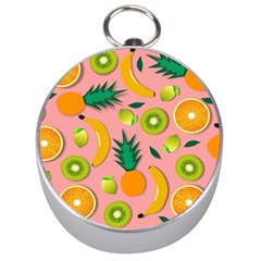 Fruits Tropical Pattern Design Art Silver Compasses