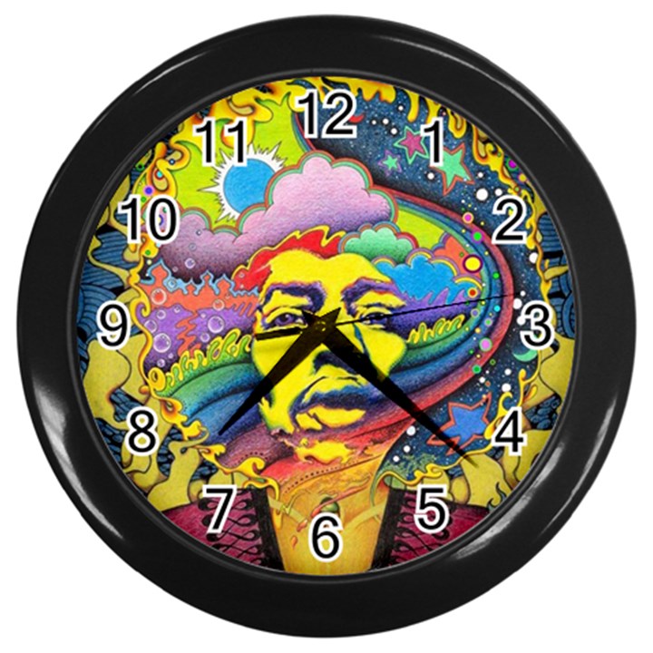 Psychedelic Rock Jimi Hendrix Wall Clock (Black)