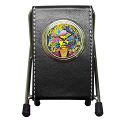 Psychedelic Rock Jimi Hendrix Pen Holder Desk Clock by Jancukart