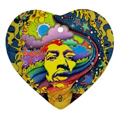 Psychedelic Rock Jimi Hendrix Heart Ornament (two Sides) by Jancukart