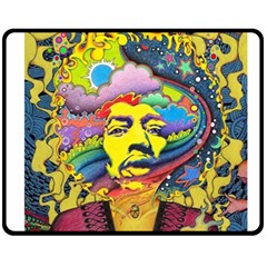 Psychedelic Rock Jimi Hendrix One Side Fleece Blanket (medium) by Jancukart