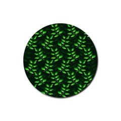 Branches Nature Green Leaves Sheet Rubber Coaster (round)