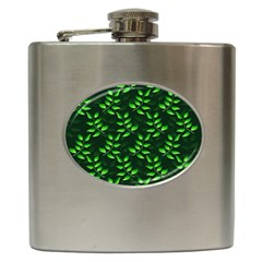 Branches Nature Green Leaves Sheet Hip Flask (6 Oz)