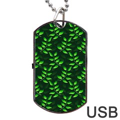 Branches Nature Green Leaves Sheet Dog Tag Usb Flash (two Sides)