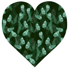 Plants Leaves Flowers Pattern Wooden Puzzle Heart by Ravend