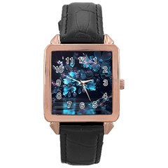 Ai Generated Cherry Blossom Rose Gold Leather Watch 