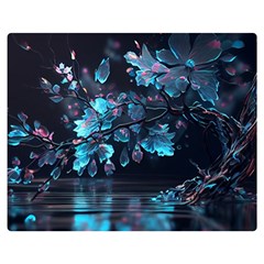 Ai Generated Cherry Blossom Premium Plush Fleece Blanket (medium)