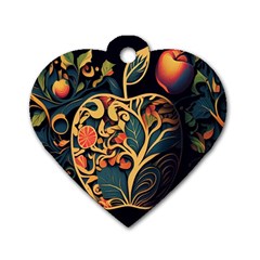 Ai Generated Apple Foliage Dog Tag Heart (two Sides)