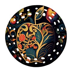 Ai Generated Apple Foliage Ornament (round Filigree)