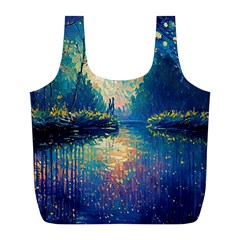 Oil Painting Night Scenery Fantasy Full Print Recycle Bag (l)