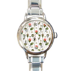 Poppies Red Poppies Red Flowers Round Italian Charm Watch