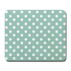 Light Blue And White Polka Dots Large Mousepad by GardenOfOphir