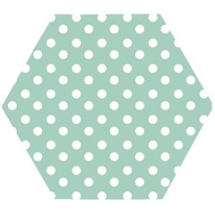 Light Blue And White Polka Dots Wooden Puzzle Hexagon by GardenOfOphir