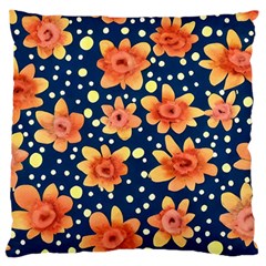 Flowers And Polka Dots Watercolor Large Cushion Case (two Sides) by GardenOfOphir