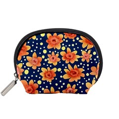 Flowers and Polka Dots Watercolor Accessory Pouch (Small)