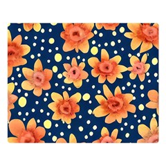 Flowers And Polka Dots Watercolor One Side Premium Plush Fleece Blanket (large) by GardenOfOphir