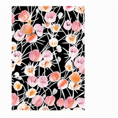 Boho Black Pink Flowers Watercolor Vi Large Garden Flag (two Sides) by GardenOfOphir