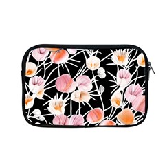 Boho Black Pink Flowers Watercolor Vi Apple Macbook Pro 13  Zipper Case by GardenOfOphir