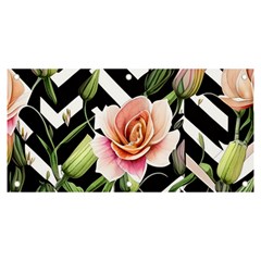 Black Chevron Peach Lilies Banner And Sign 6  X 3  by GardenOfOphir