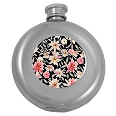 Botanical Flowers Round Hip Flask (5 Oz) by GardenOfOphir