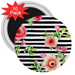 Blooming Watercolor Flowers 3  Magnets (10 Pack)  by GardenOfOphir