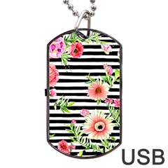 Blooming Watercolor Flowers Dog Tag Usb Flash (two Sides) by GardenOfOphir