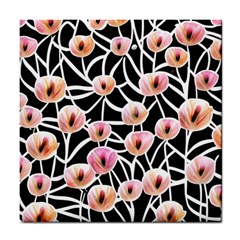 Cheery Watercolor Flowers Tile Coaster by GardenOfOphir