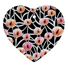 Cheery Watercolor Flowers Heart Ornament (two Sides)